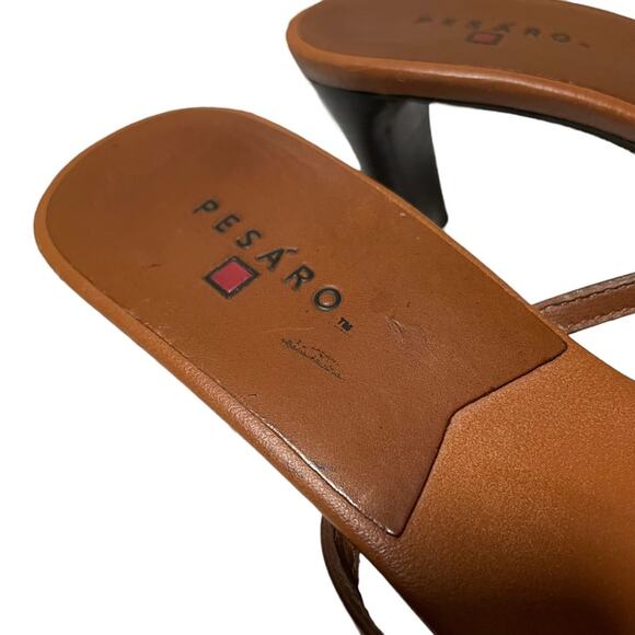 Saddle Tan Cognac Heeled Strappy Sandal Shoes Made in Brazil Size 6.5 - Picture 6 of 16